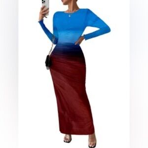 Luxury Long Sleeve Dress for Women Natural Slim Fit Tie Dye Bodycon Summer Dress